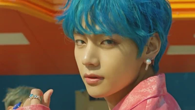 Kim Tae-hyung's Striking Blue Hair in BTS Concept Shoot