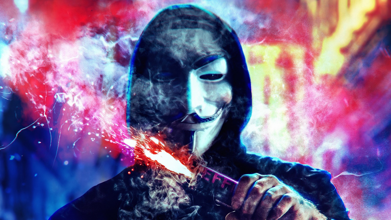 anonymous, mask, digital art Download Wallpaper