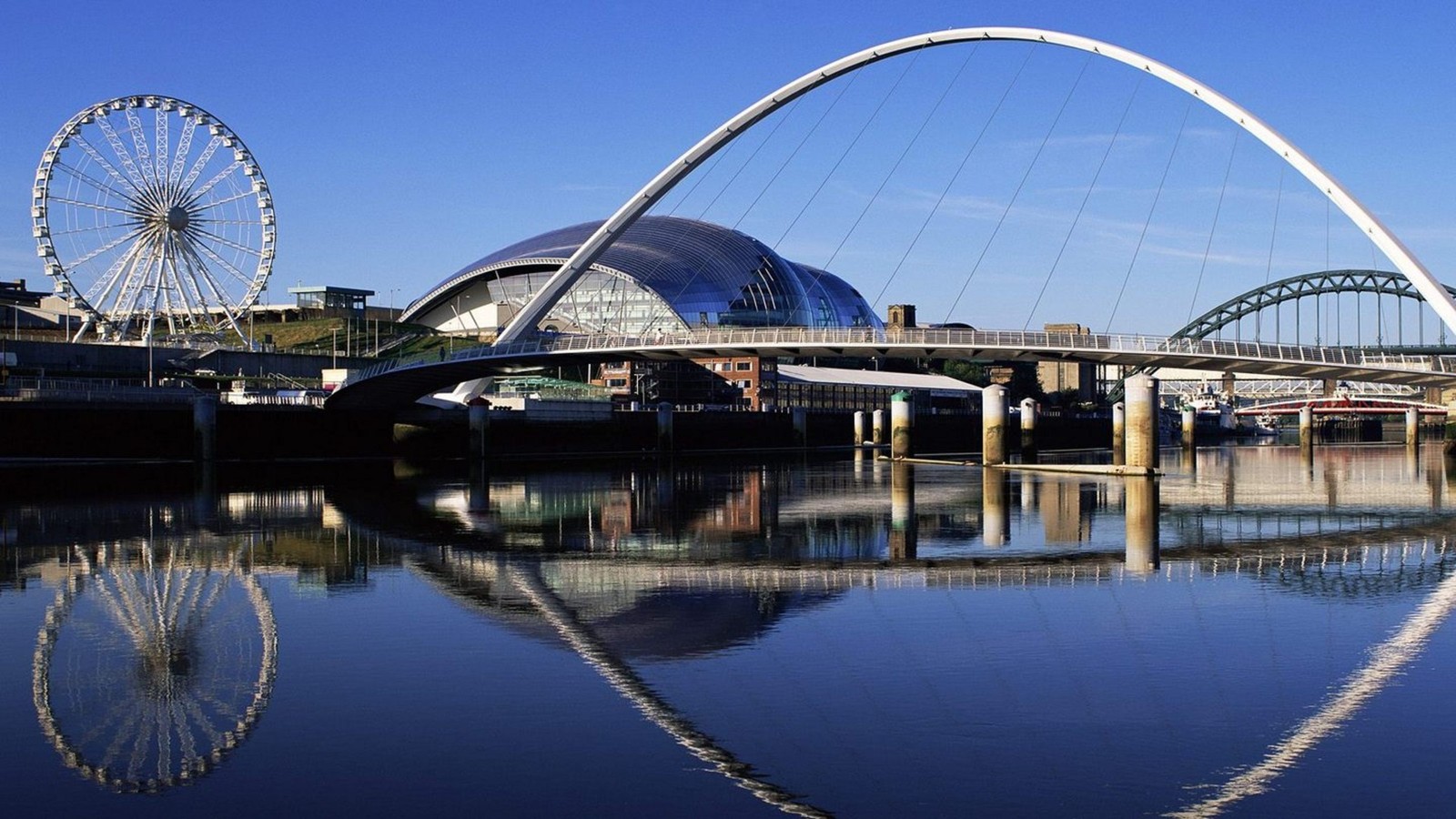 Скачать обои мост тысячелетия гейтсхеда, gateshead millennium bridge, река тайн, мост, арочный мост