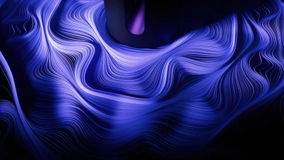 Ondas abstratas azul escuro: Linhas fluindo em papel de parede 4K