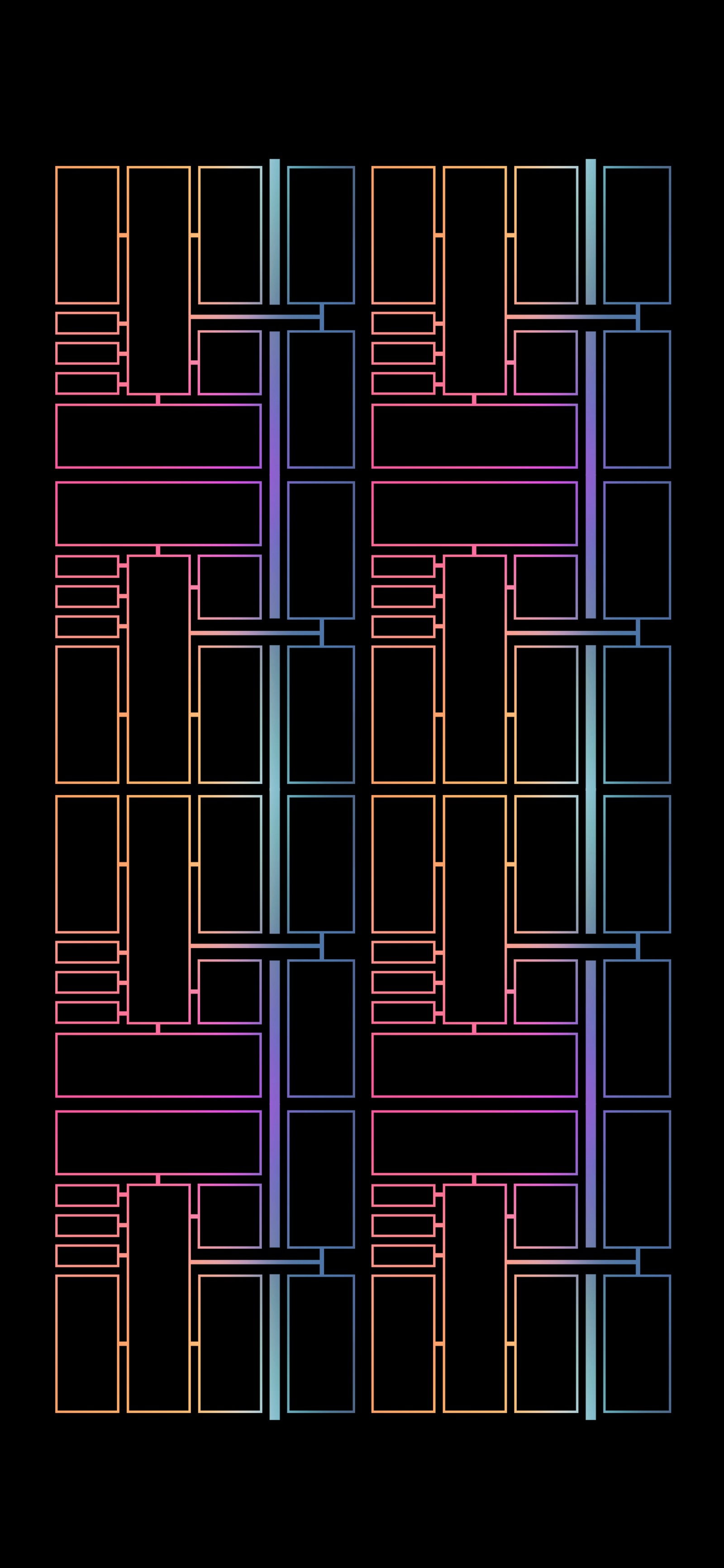 A close up of a black background with a line drawing of a building (architecture, apple m1, brown, colorfulness, pattern)