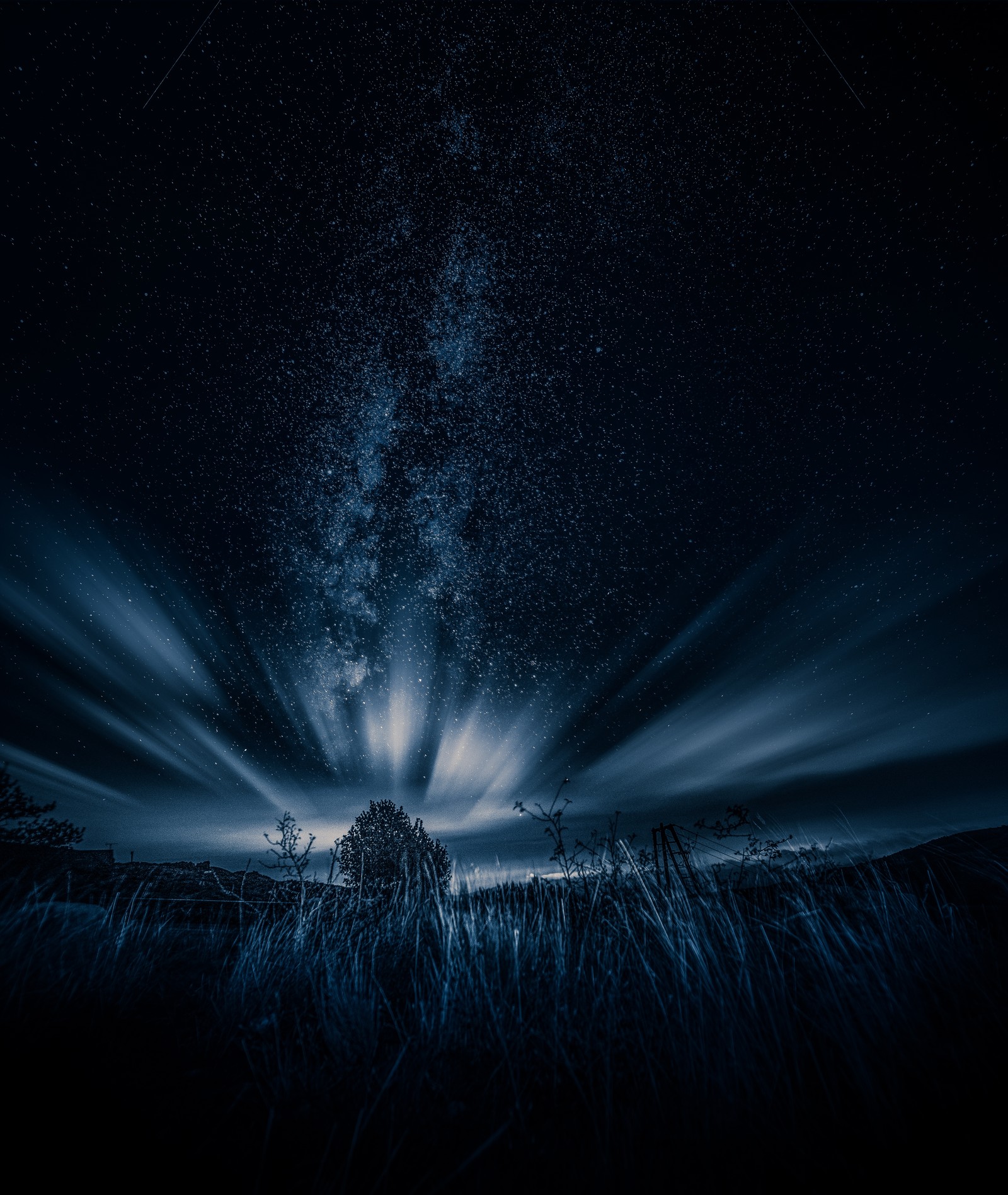 starry sky, northern lights, dark, night, landscape wallpaper