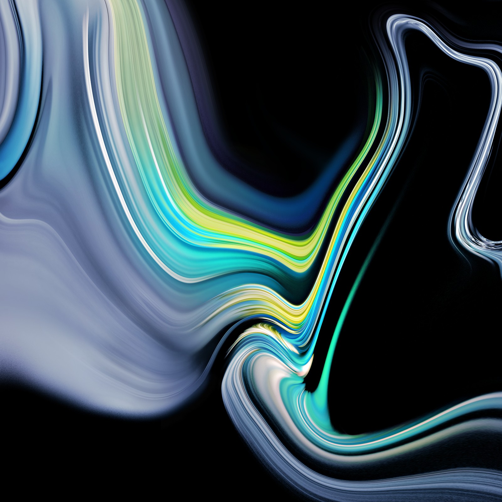 Abstract photograph of a colorful wave of paint on a black background (samsung galaxy, samsung, samsung galaxy note 9, smartphone, blue)