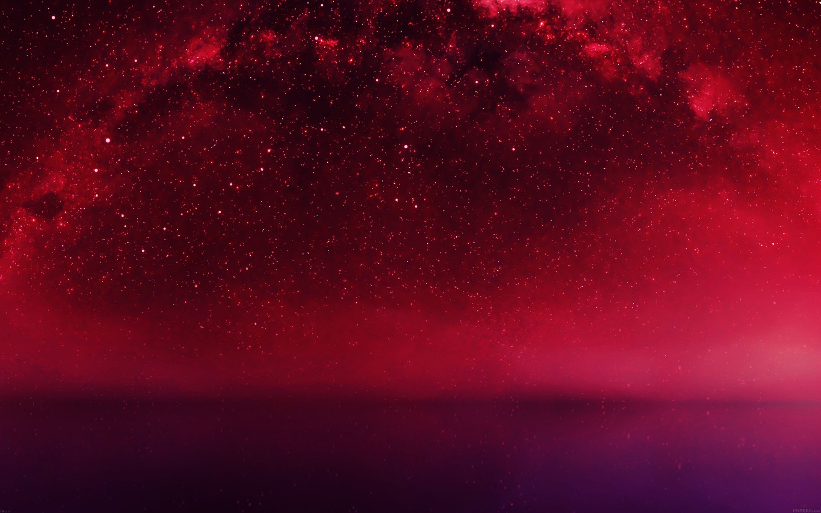 Um céu vermelho e roxo com algumas estrelas acima dele (noite, universo, espaço, vermelho, atmosfera)