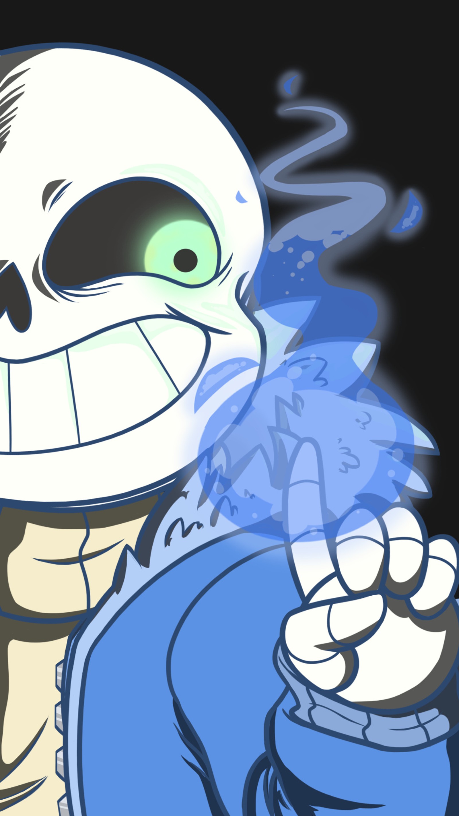 Un dibujo de caricatura de un esqueleto con un cigarrillo en la mano (juegos, sans, undertale, videojuegos)