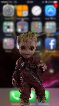 Baby Groot entre aplicaciones para smartphones