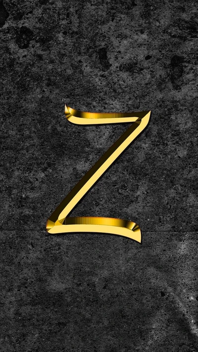 Stylized Golden 'Z' Letter on Dark Textured Background