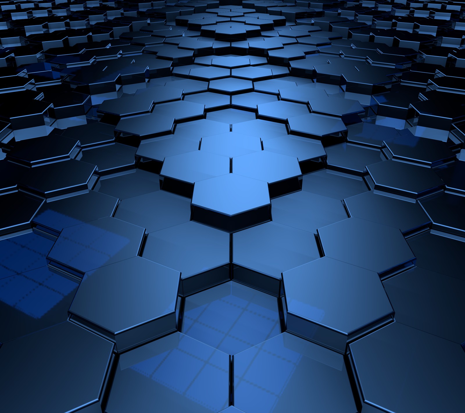 A close up of a bunch of blue hexagons with a blue light (black, blue, hexa, neon, sirpcv)