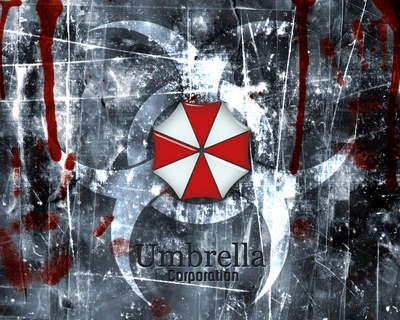 Logotipo da Corporação Umbrella com manchas de sangue - Tema Resident Evil