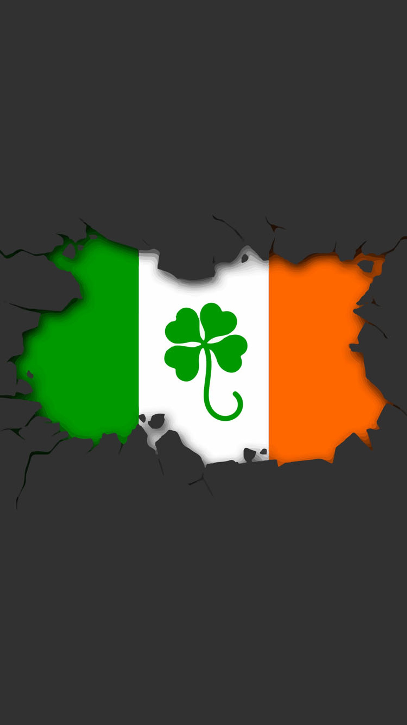 Un primer plano de una bandera con un trébol en ella (día, dentro, irlandés, patricks, st)