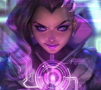 Futuristisches Porträt von Sombra aus Overwatch