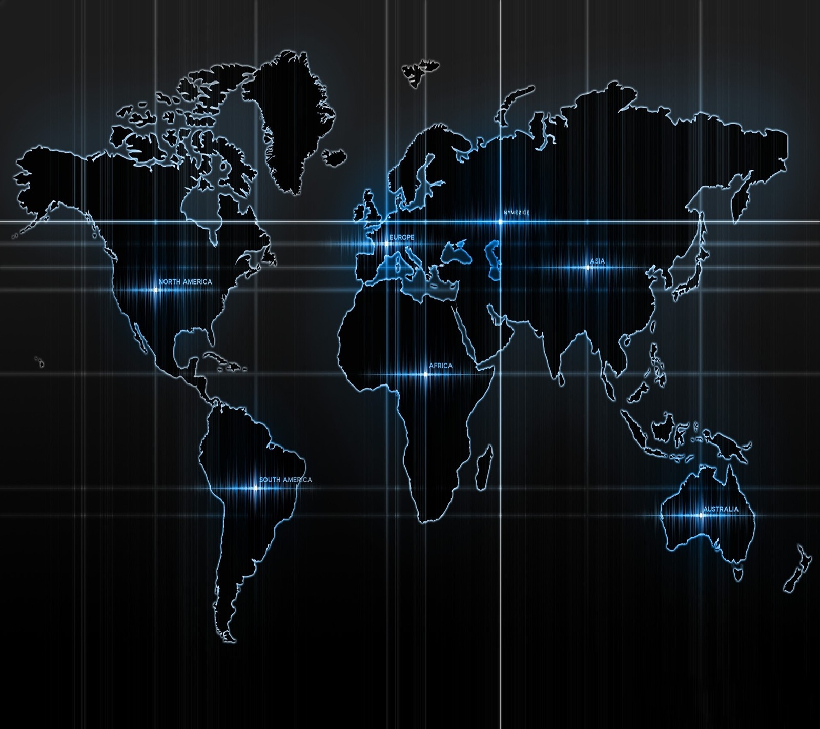 Une carte du monde arafé avec des lignes et des points sur un fond noir (noir, bleu, génial, sombre, design)