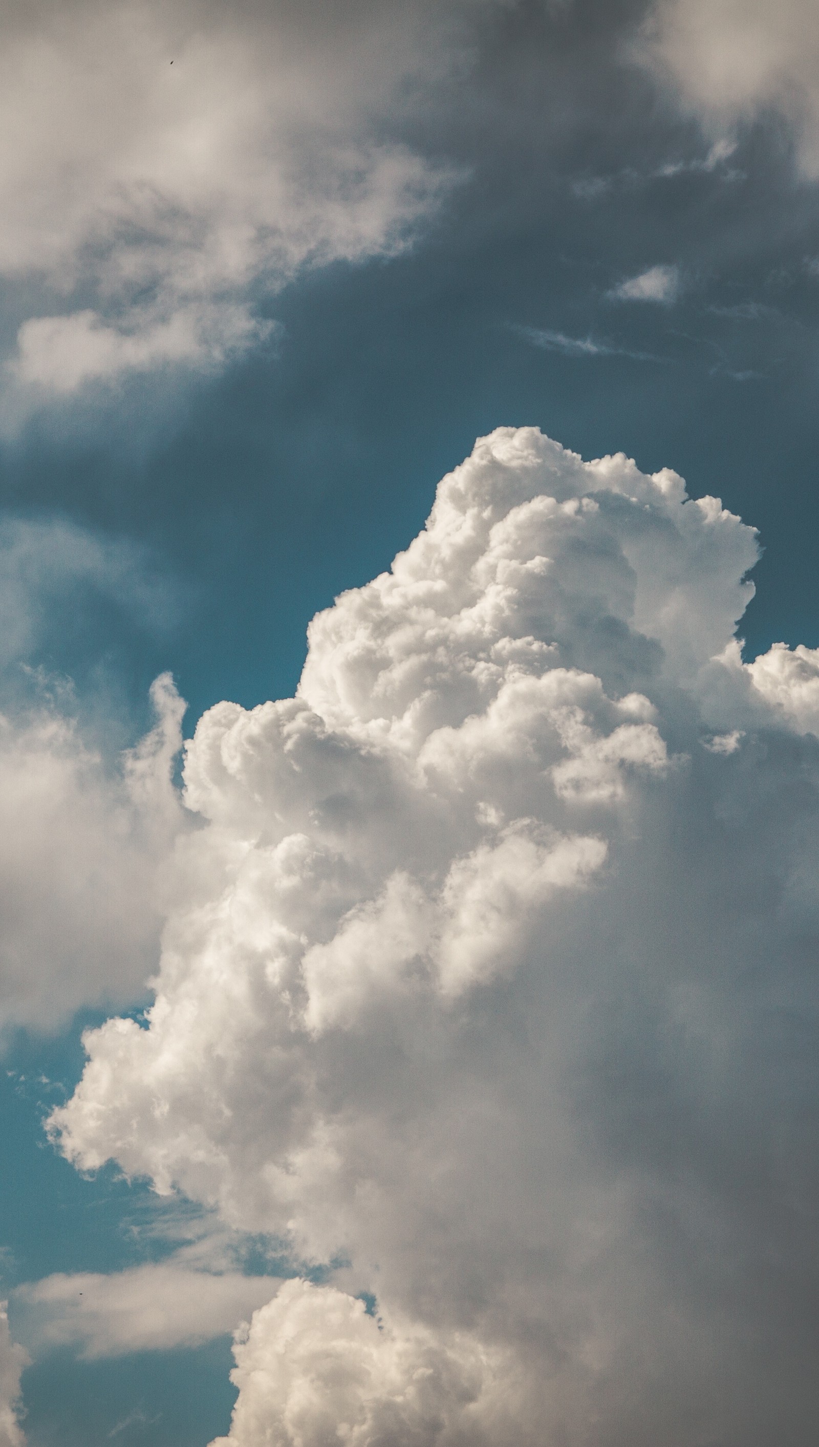 Un avion vole à travers les nuages dans le ciel (bleu, nuage, nature, ciel)