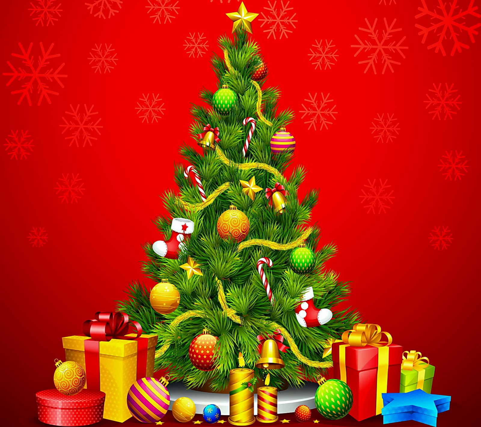 christmas, decoration, gifts, merry, tree Download Wallpaper