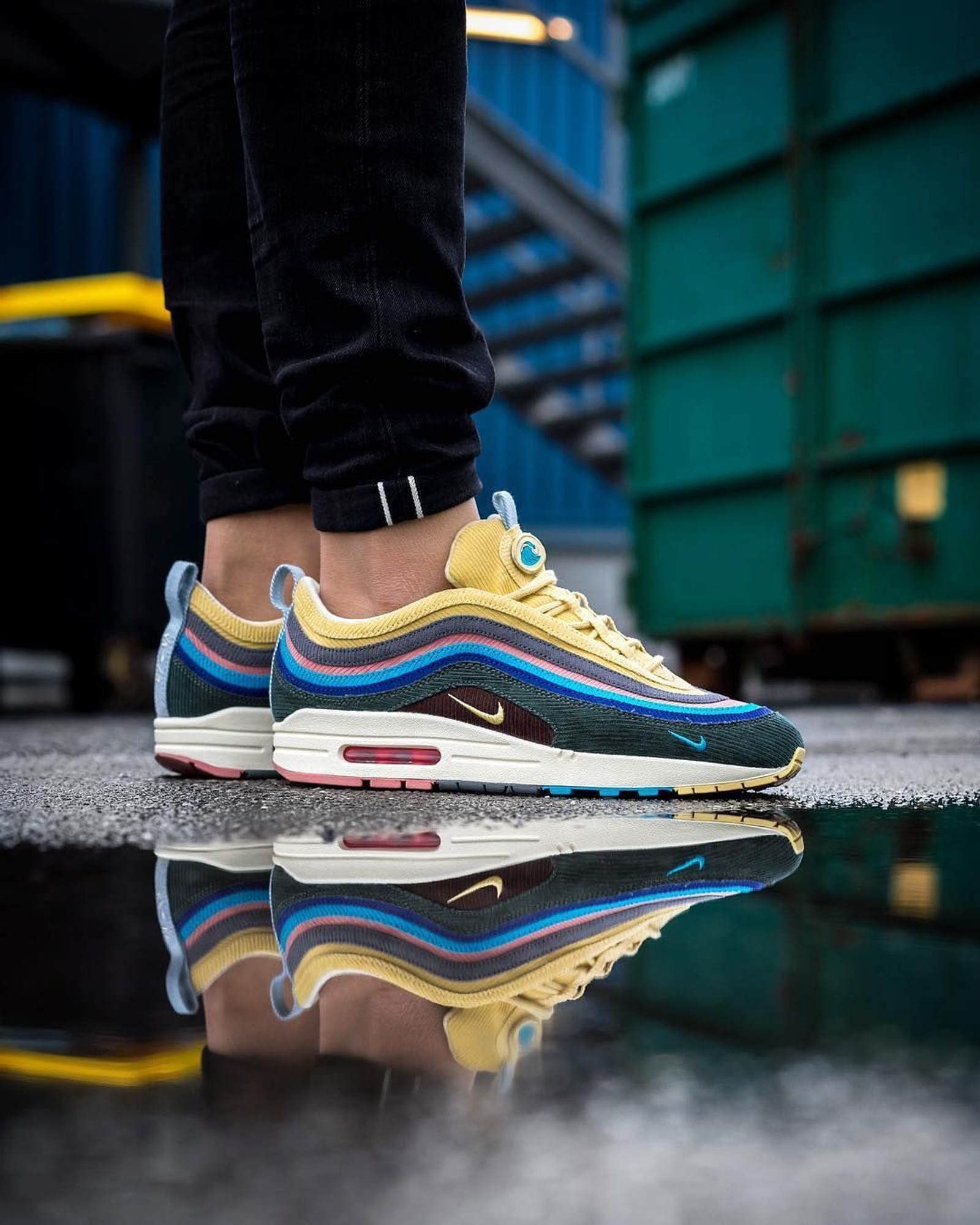 Nike air max 97 ogth amarelo azul (collab, hypebeast, multicolor, nike, sean)