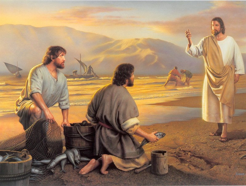 Jesus and the fisherman painting (de, hombres, pescadores)