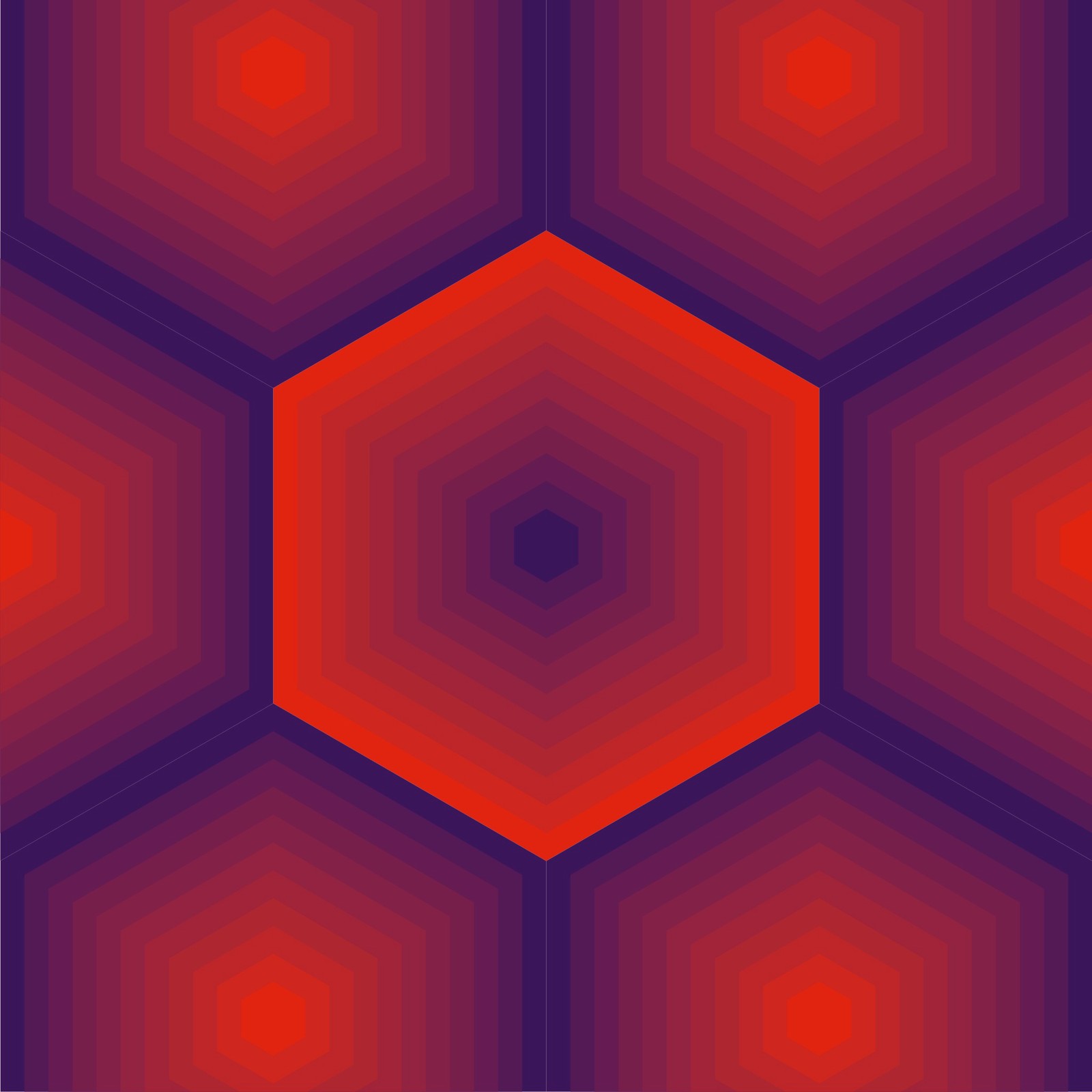 Un primer plano de un patrón hexagonal rojo y púrpura (hexágono, ipad, retina)