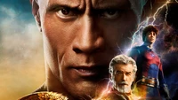 Filmplakat "Black Adam" mit Dwayne Johnson und wichtigen Charakteren