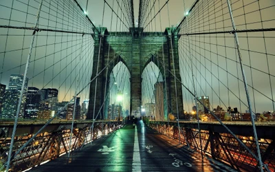 Puente de Brooklyn de noche: un impresionante paisaje urbano de Lower Manhattan