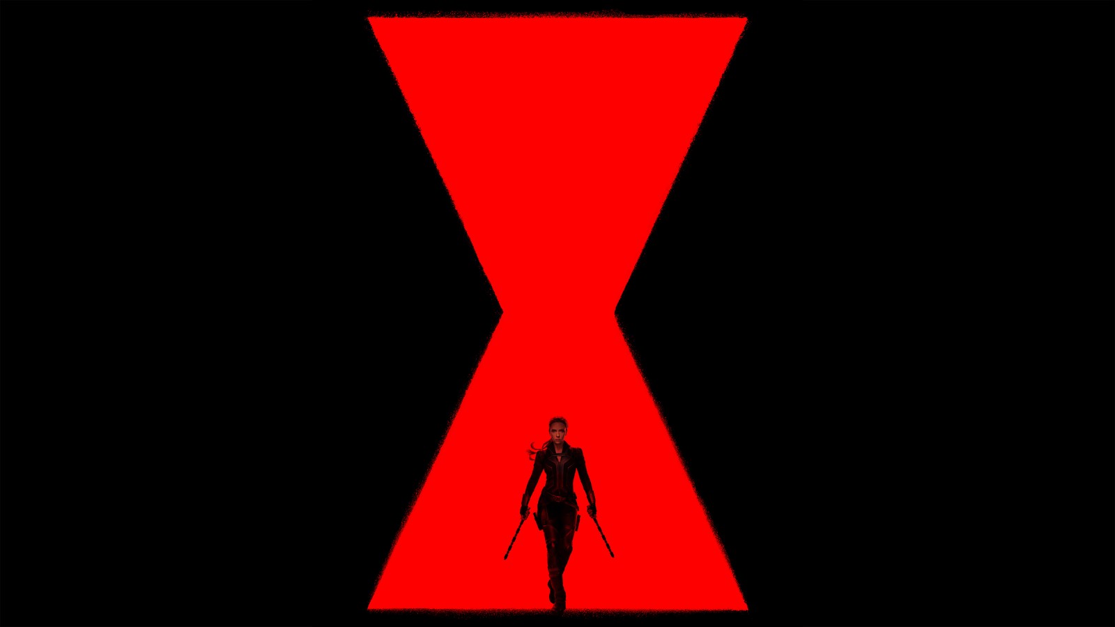 Una mujer caminando a través de un cartel de x-men en rojo y negro (viuda negra 2020, black widow 2020, película, viuda negra, black widow)