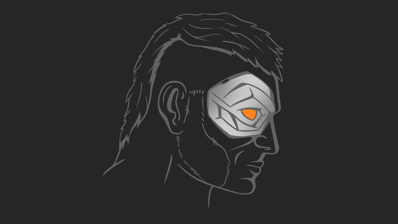 Un dibujo de un hombre con un ojo futurista en la cara (kano, mortal kombat 11, videojuego)