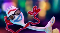 Forky de Toy Story 4 com óculos de sol e limpadores de cachimbo coloridos