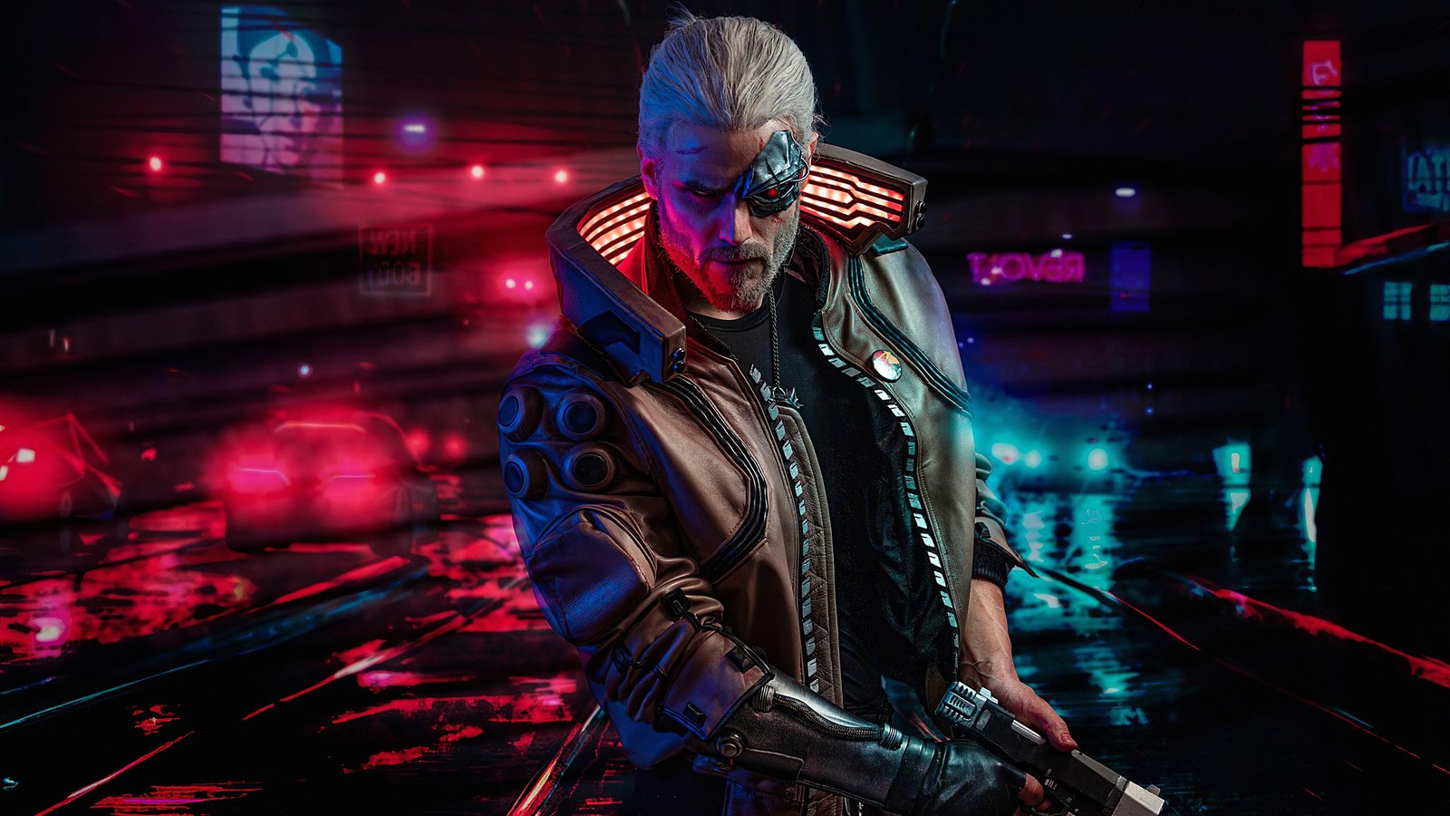 Скачать обои cyberpunk 2077, видеоигра, геральт, geralt