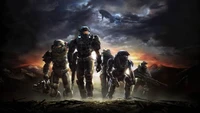 Épico confronto em equipe de Halo Reach contra um céu dramático