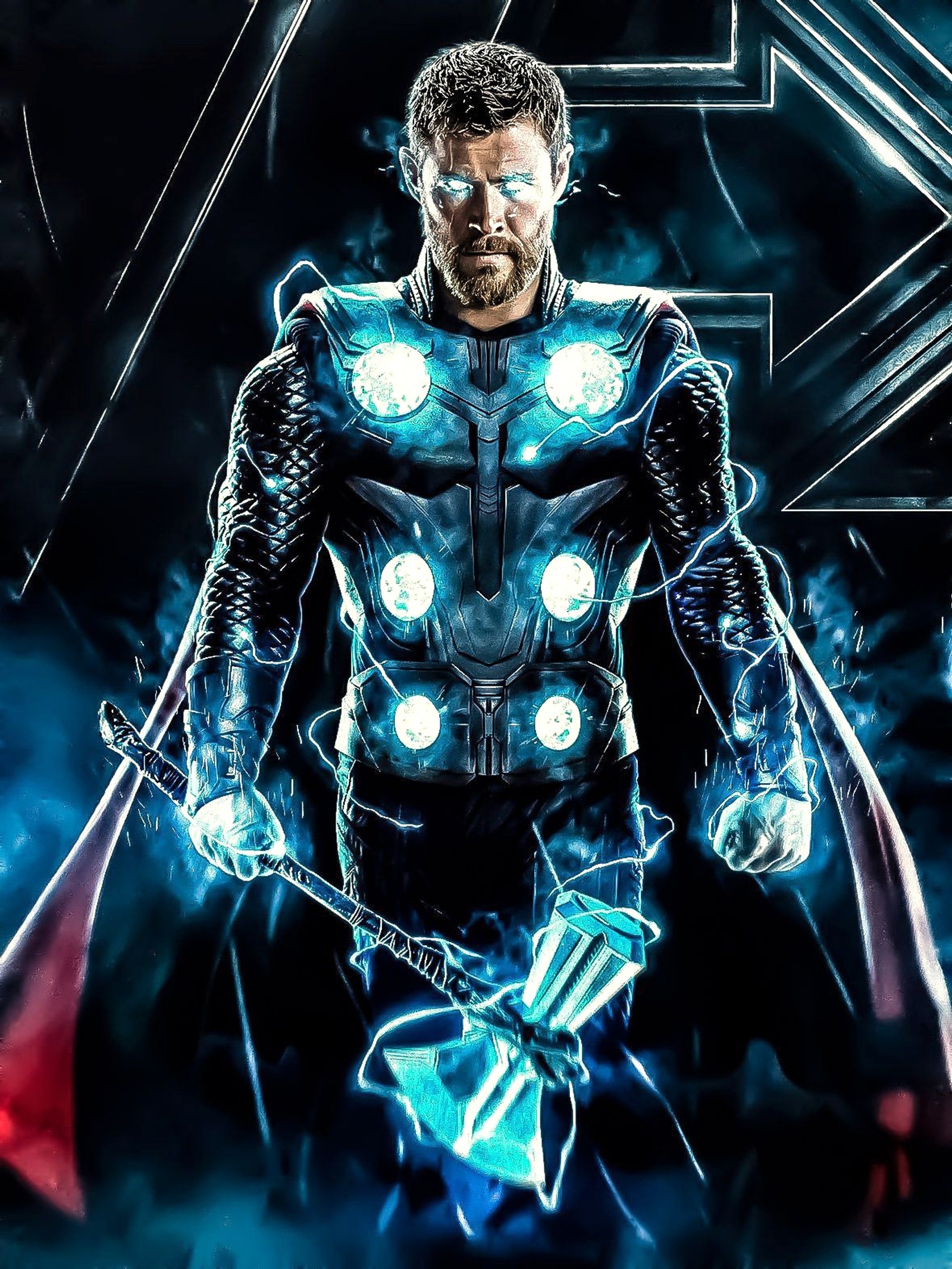 Thor thor is the avengers in avengers 2 (4k, avengers, avengers endgame, black, blue)