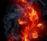 fire, flower, smoke wallpaper