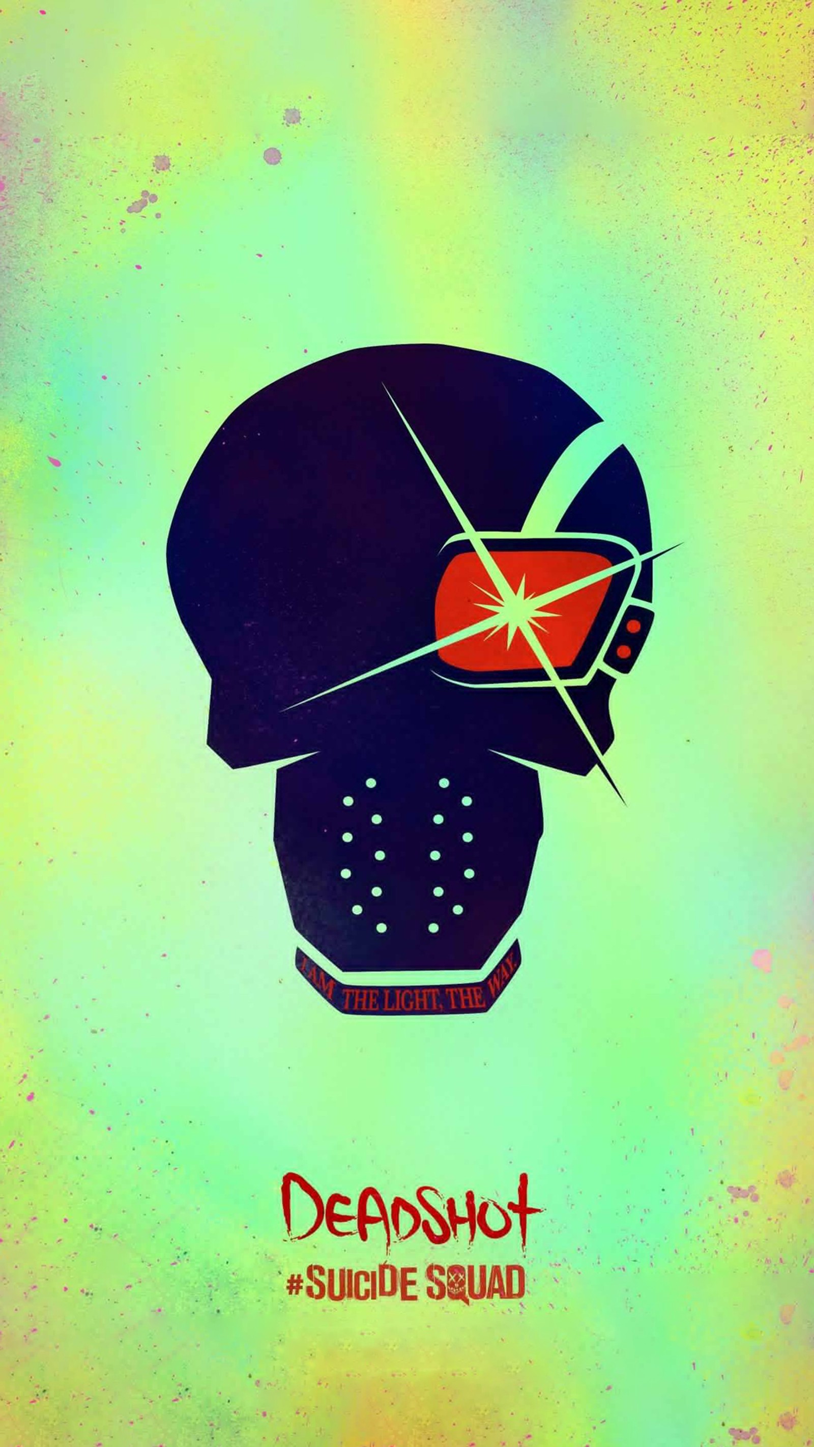 Un gros plan d'un poster avec un crâne portant un casque (dc comics, deadshot, joker, marvel, suicide squad)