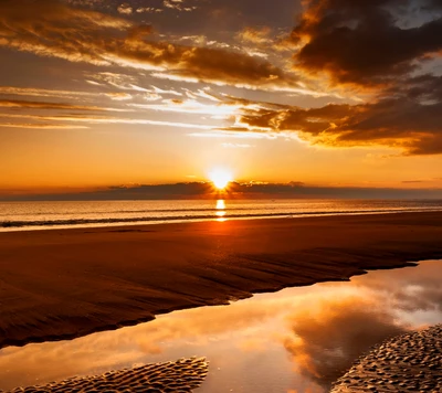 Golden Sunset Over Tranquil Beach