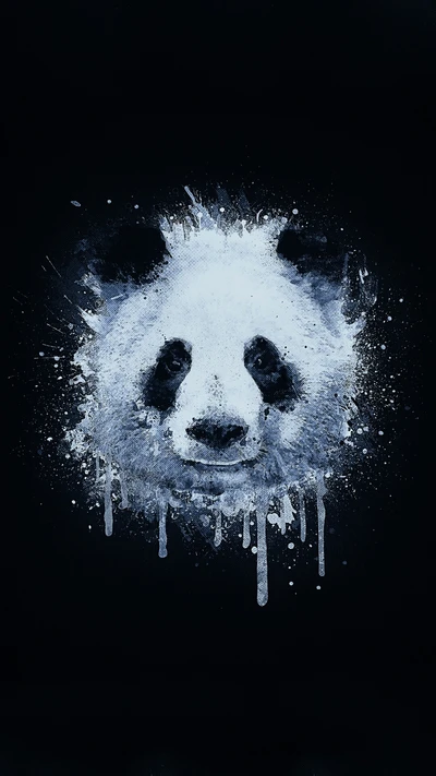 Retrato estilizado de panda com efeitos de respingos artísticos