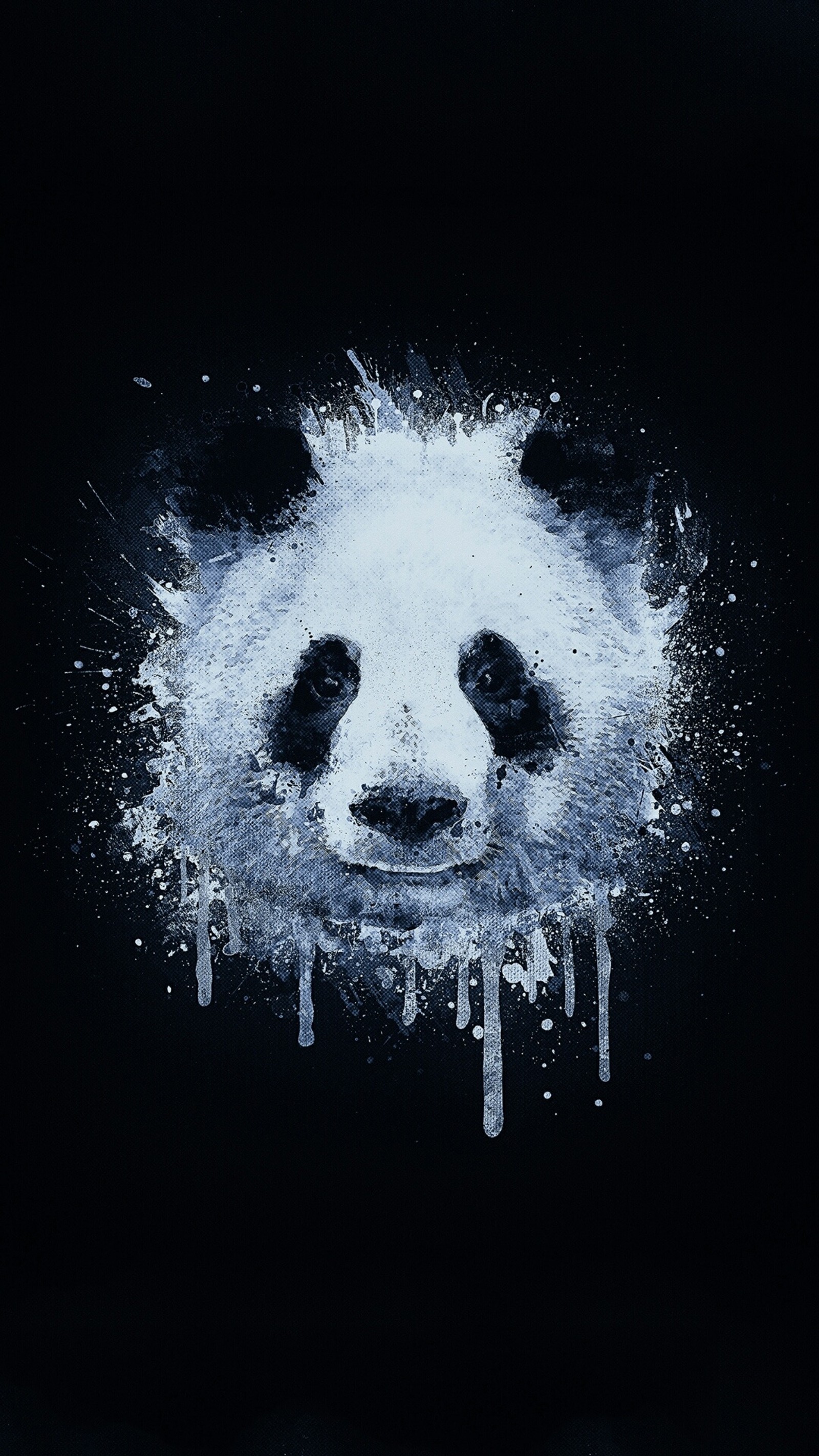 Araffe panda bear with paint splattered on it's face (icio, panda)