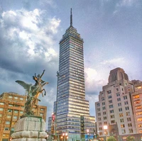 Evening View of Torre Latinoamericana in Mexico City