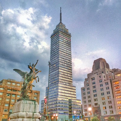 Evening View of Torre Latinoamericana in Mexico City