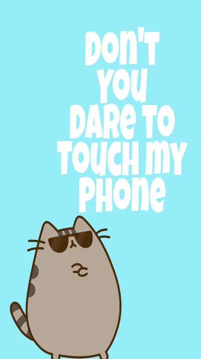 pusheen, guard, phone, block, hmph