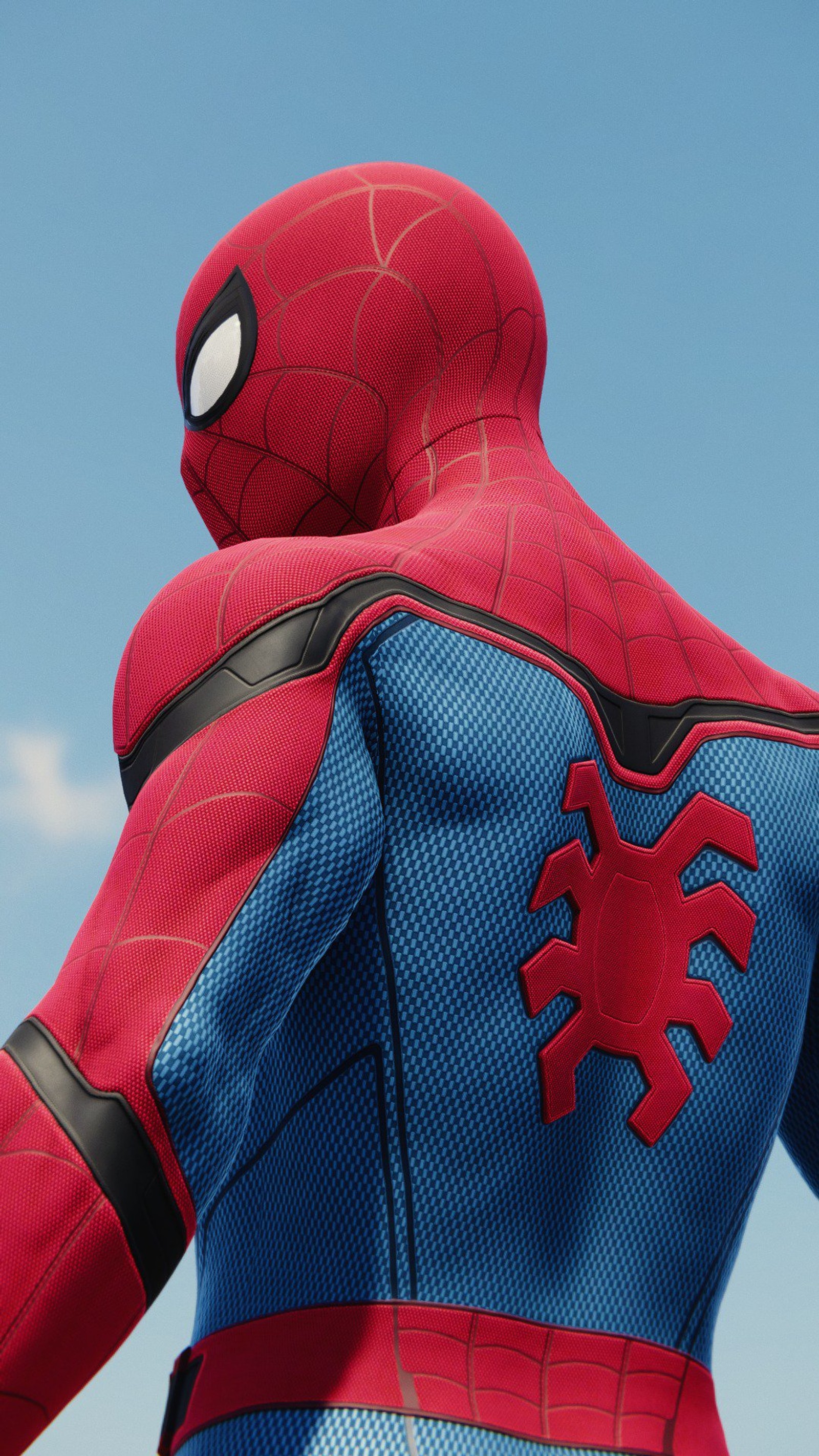 Une statue de spider-man avec un costume bleu et rouge et un masque rouge et noir (spider man, spider man ps4, spidermanps4, film, jeu)