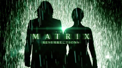 The Matrix Resurrections: Iconic Silhouettes Amidst Digital Rain