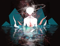 Ken Kaneki in a Surreal Water Realm: A Fusion of Anime Art and Graphic Design