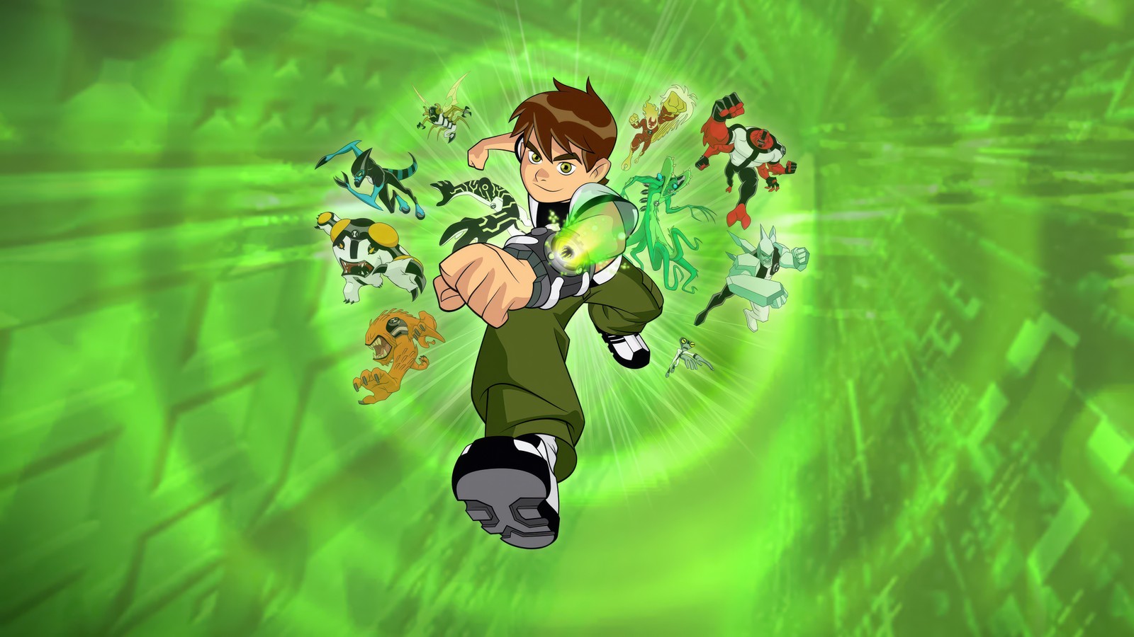 ben 10, 5k, cartoon network, ben tennyson, green background wallpaper