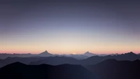 montagne, horizon, chaîne de montagnes, crépuscule, lever de soleil