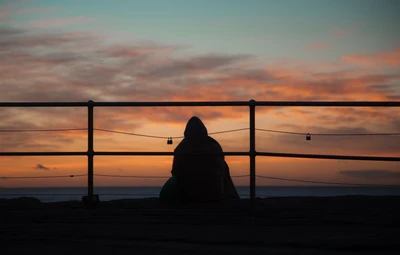 silueta, atardecer, horizonte, resplandor, noche