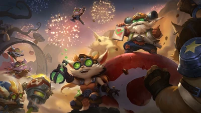 Bandle City Safety Inspectors Celebrate with Fireworks in Legends of Runeterra