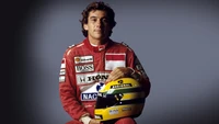 Ayrton Senna: Ícone brasileiro campeão de Fórmula 1 com capacete de corrida