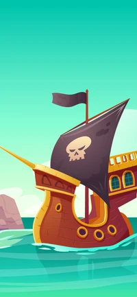 piracy, vector graphics, illustration, island, ship wallpaper