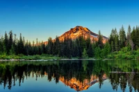 Lac Miroir Réflexion du Mont Hood au Coucher de Soleil