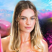 margot robbie, digital art, portrait, girly backgrounds, 5k wallpaper