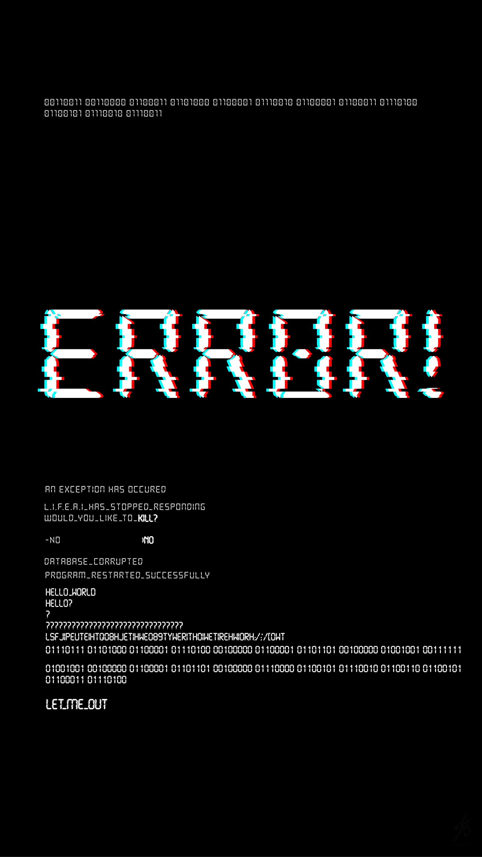 A close up of a computer screen with a text error (code, virus, glitch, dark, crash)