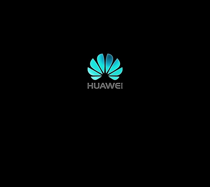 Близкий план черного фона с синим логотипом (чёрный, huawei, логотип, обои)